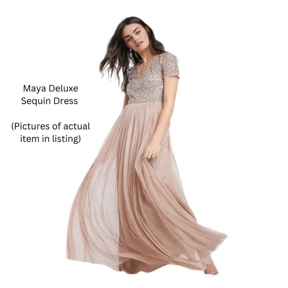 Maya Deluxe Sequin Bridesmaid Dress Maxi Size 12